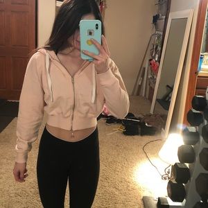 Light Pink Crop Hoodie